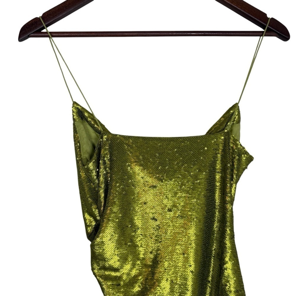 Gauge81 Almora Sequin Mini Dress Lime Green Sz 36 S Ruched Designer Party - Picture 10 of 13